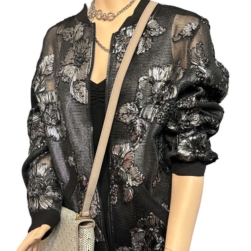 Oc Unique Metallic Floral Mesh Jacket